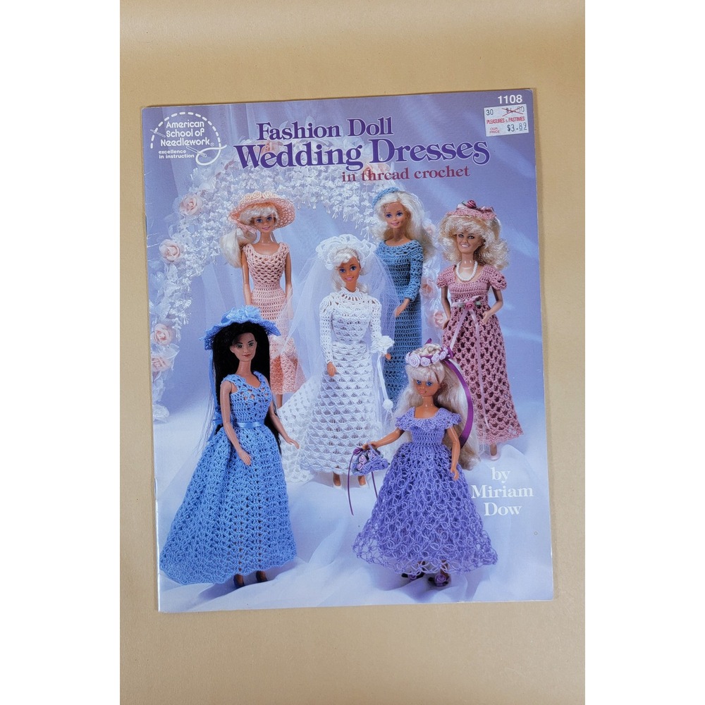 American School of Needlework 1108 Fashion Doll Wedding Dresses Crochet Patterns